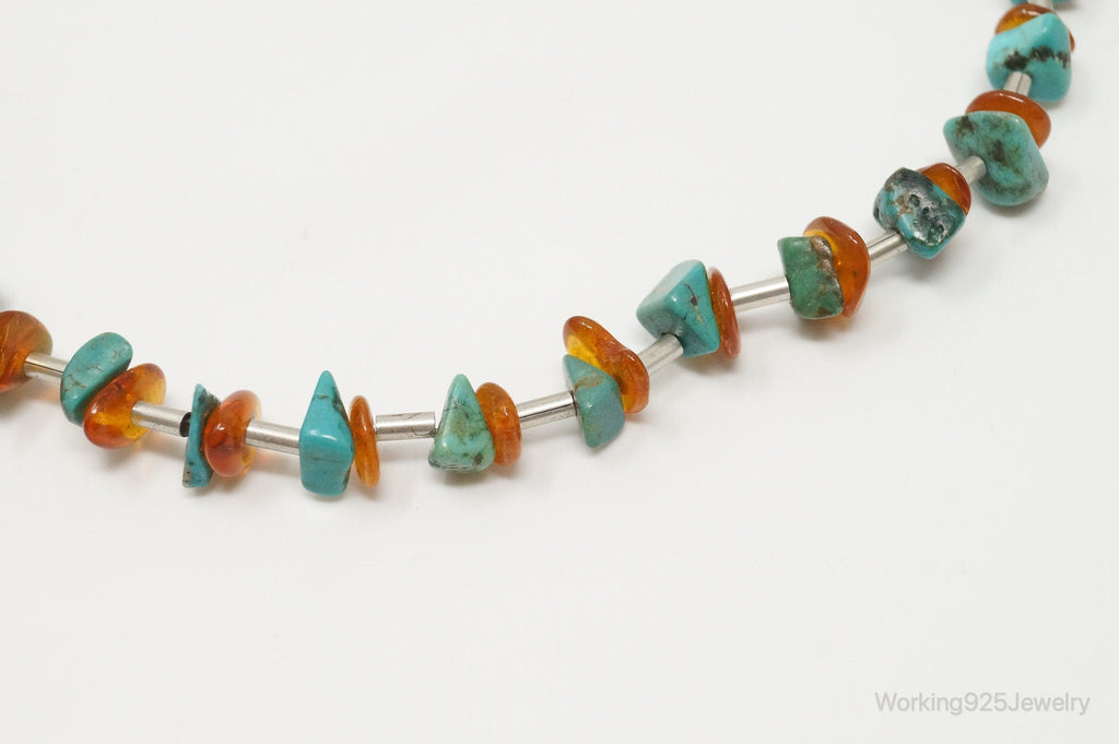 Designer Carolyn Pollack Relios Turquoise Amber Sterling Silver Necklace | Jewelry > Necklaces | Wiccan Center