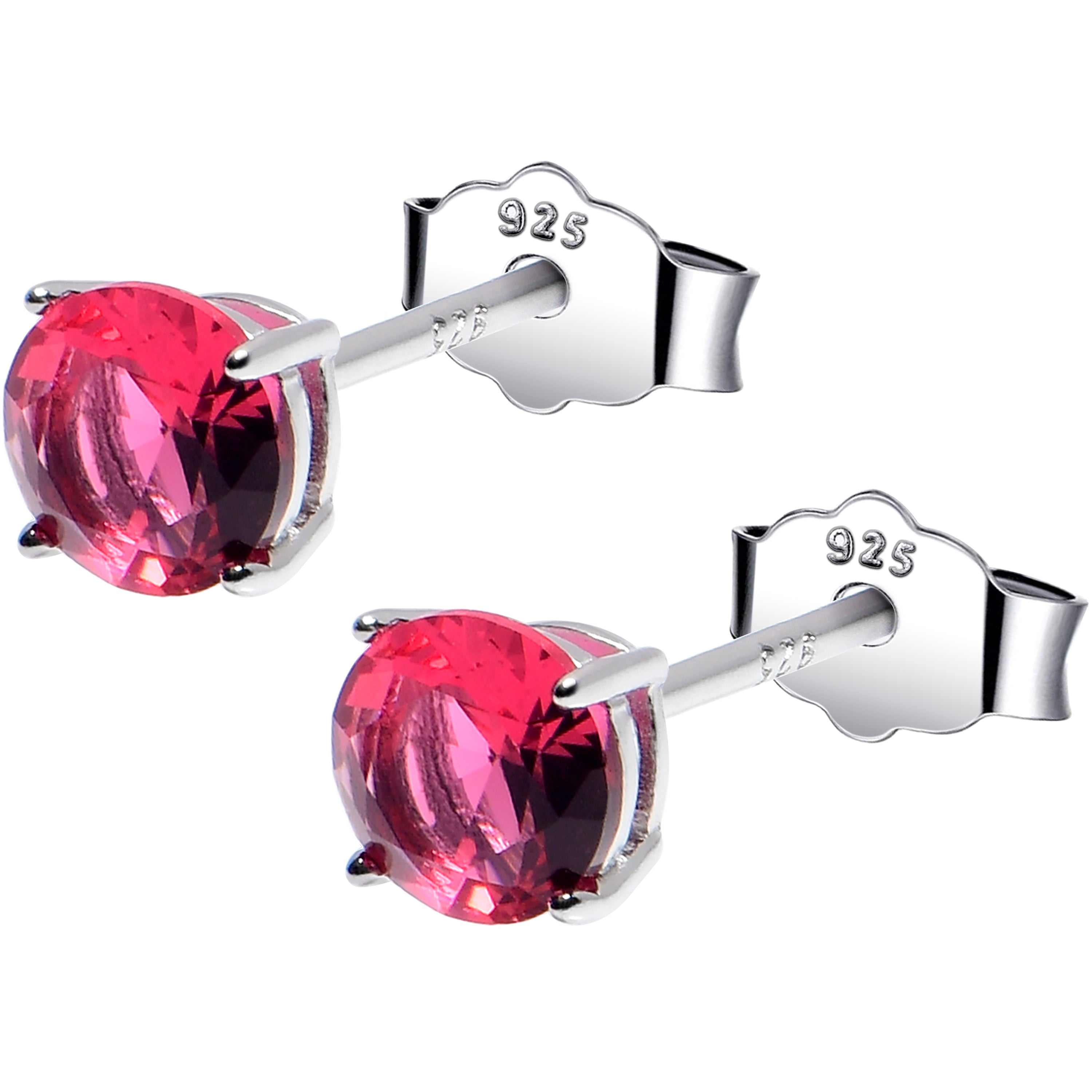 5mm CZ 925 Sterling Silver July Birthstone Stud Earrings | EARRINGS Stud | Wiccan Center