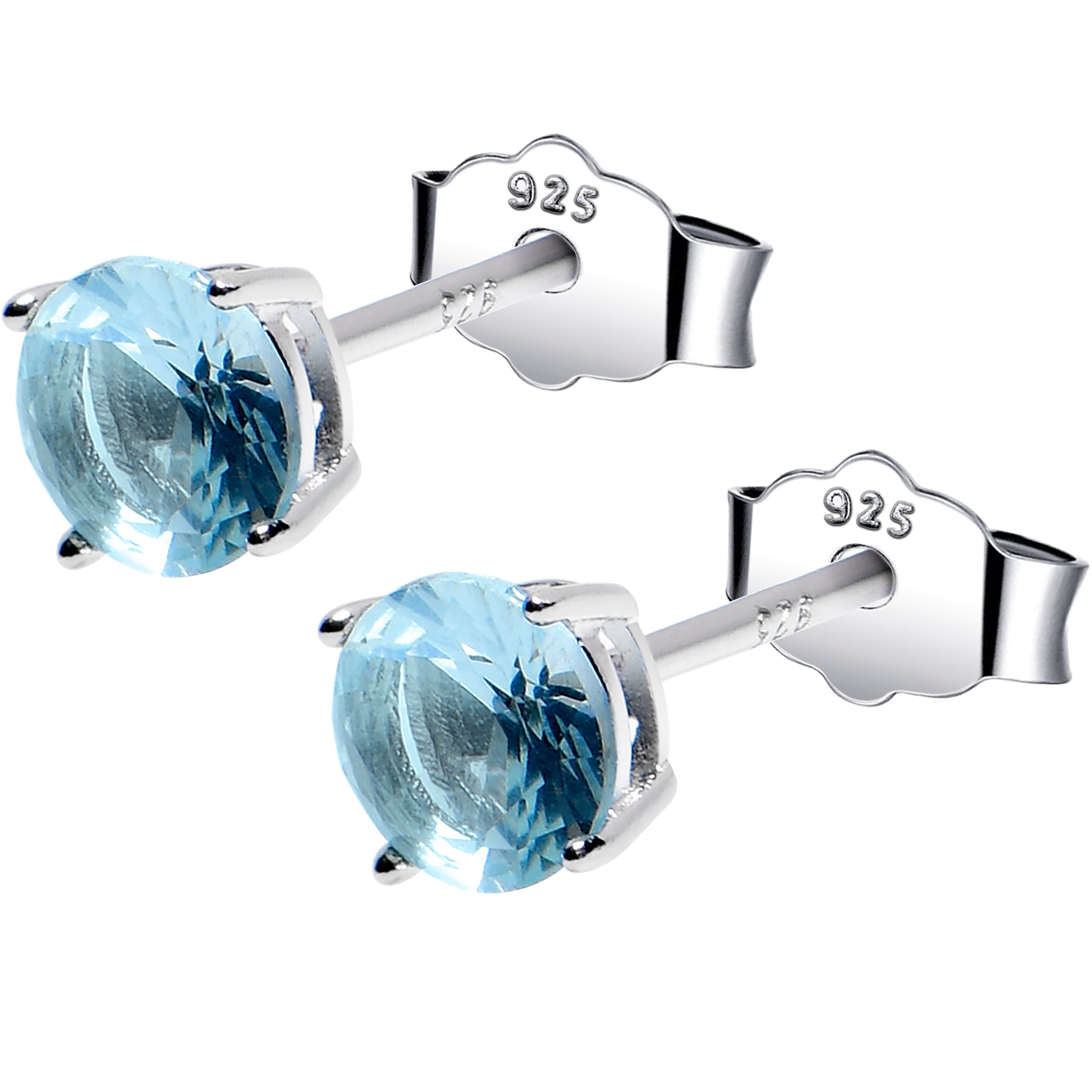 5mm CZ 925 Sterling Silver March Birthstone Stud Earrings | EARRINGS Stud | Wiccan Center