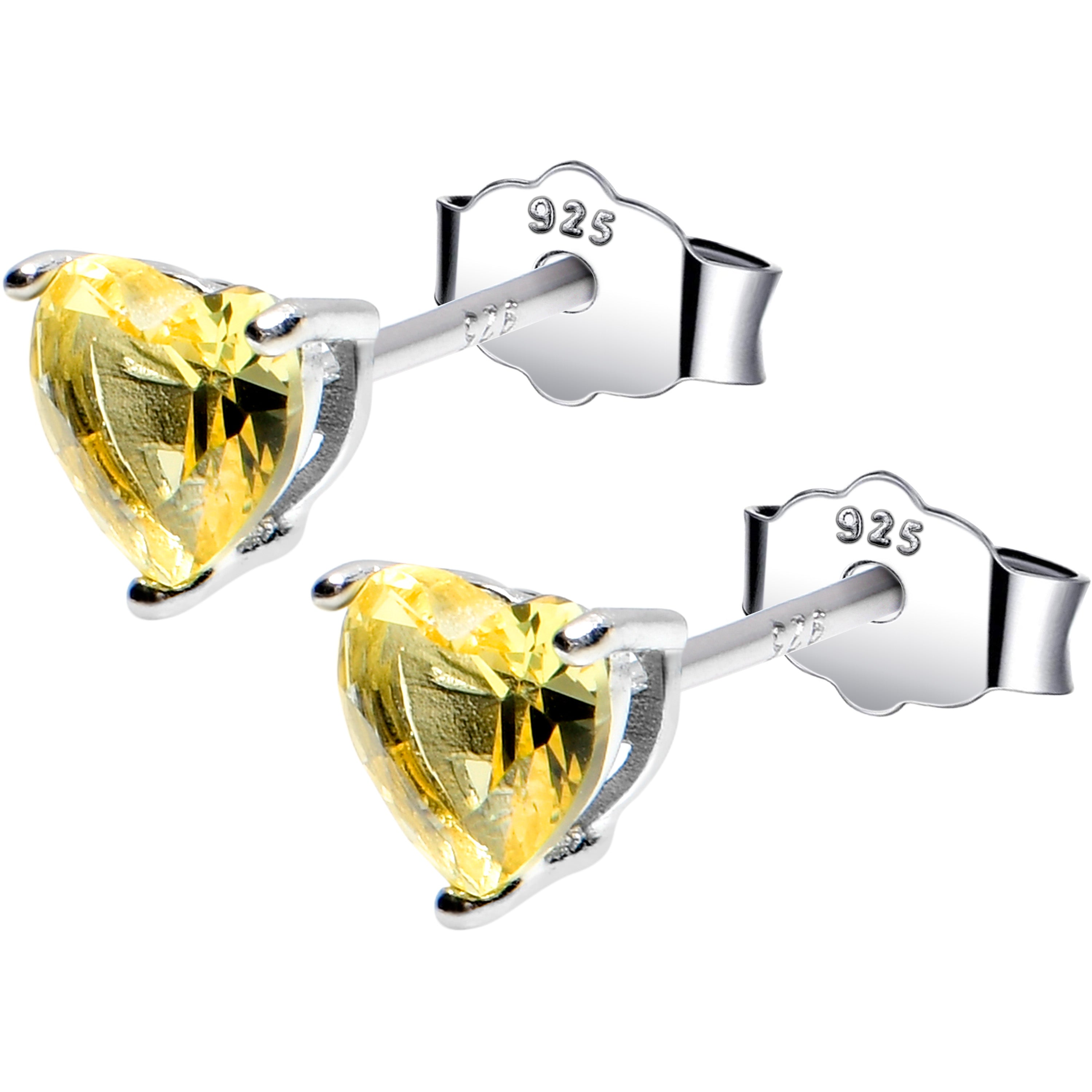 5mm CZ Heart 925 Sterling Silver November Birthstone Stud Earrings | EARRINGS Stud | Wiccan Center