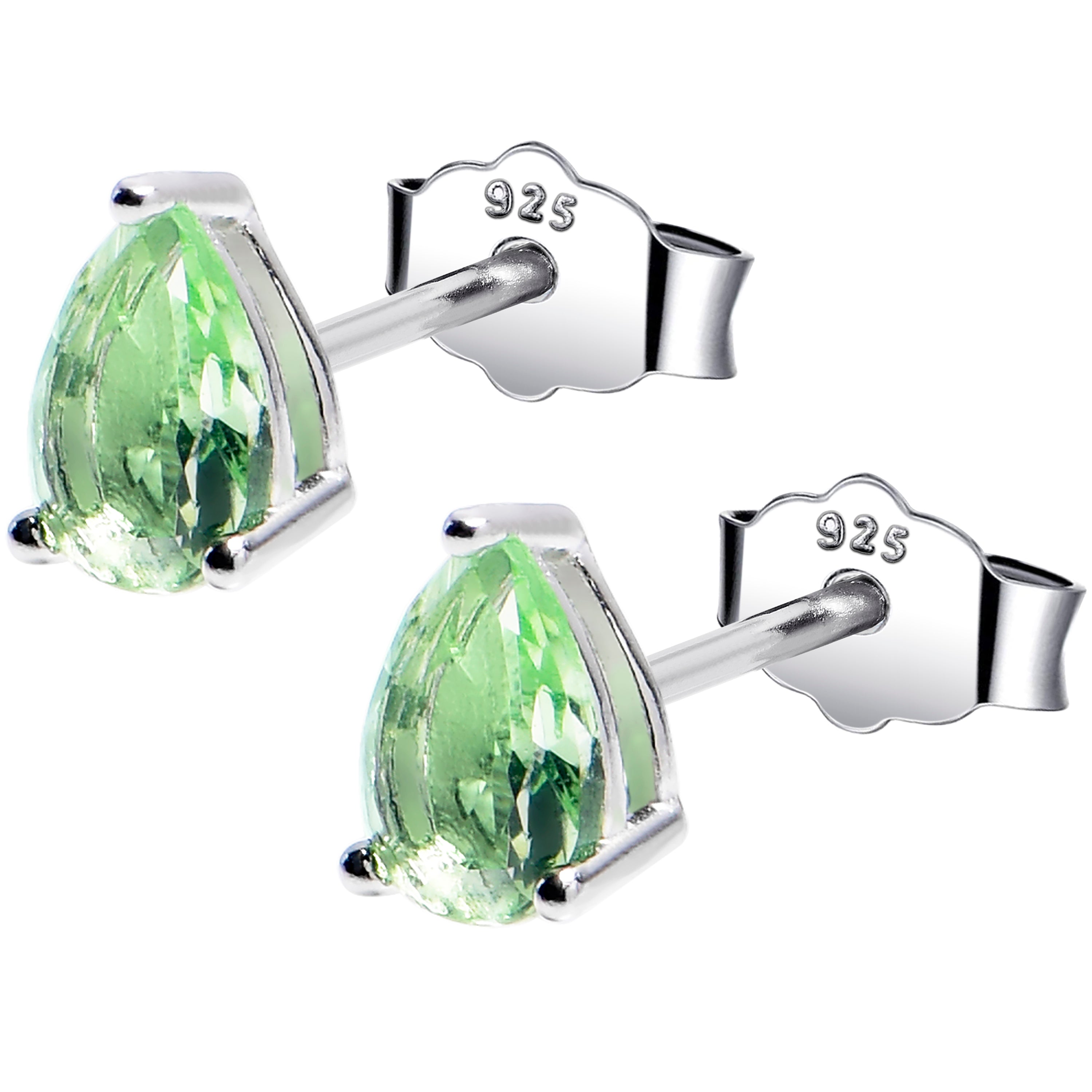 4mm CZ Pear 925 Sterling Silver August Birthstone Stud Earrings | EARRINGS Stud | Wiccan Center