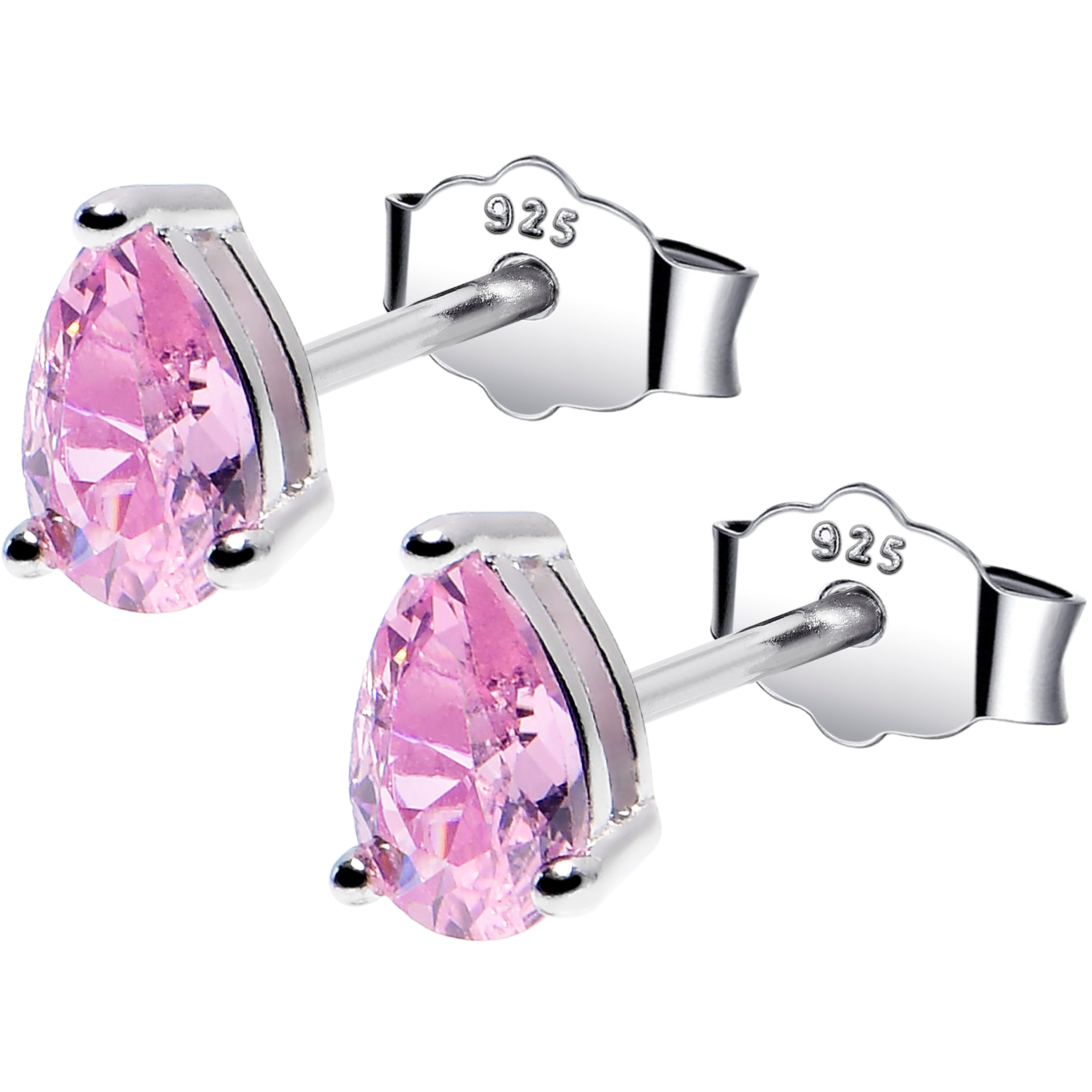 4mm CZ Pear 925 Sterling Silver October Birthstone Stud Earrings | EARRINGS Stud | Wiccan Center