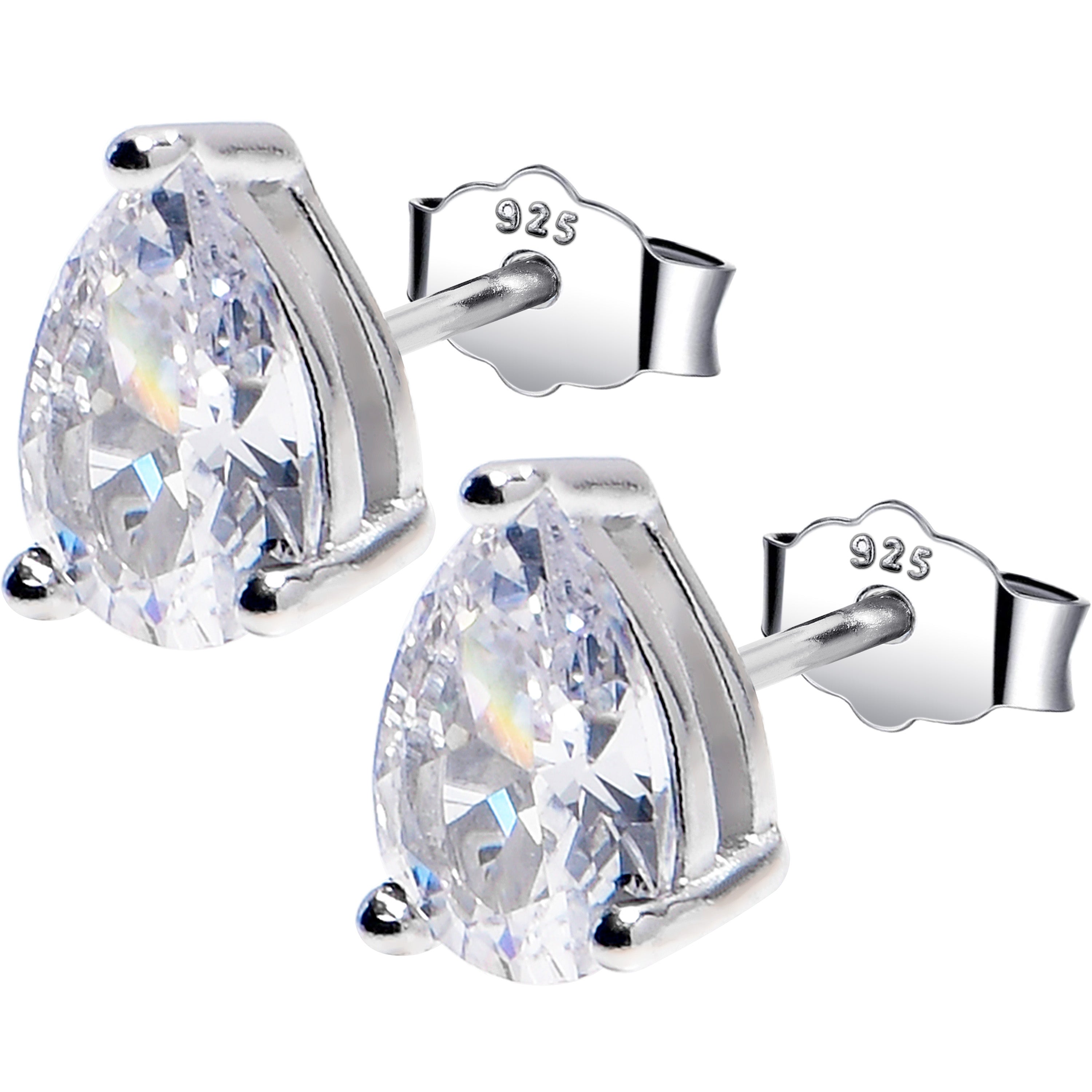 5mm CZ Pear 925 Sterling Silver April Birthstone Stud Earrings | EARRINGS Stud | Wiccan Center