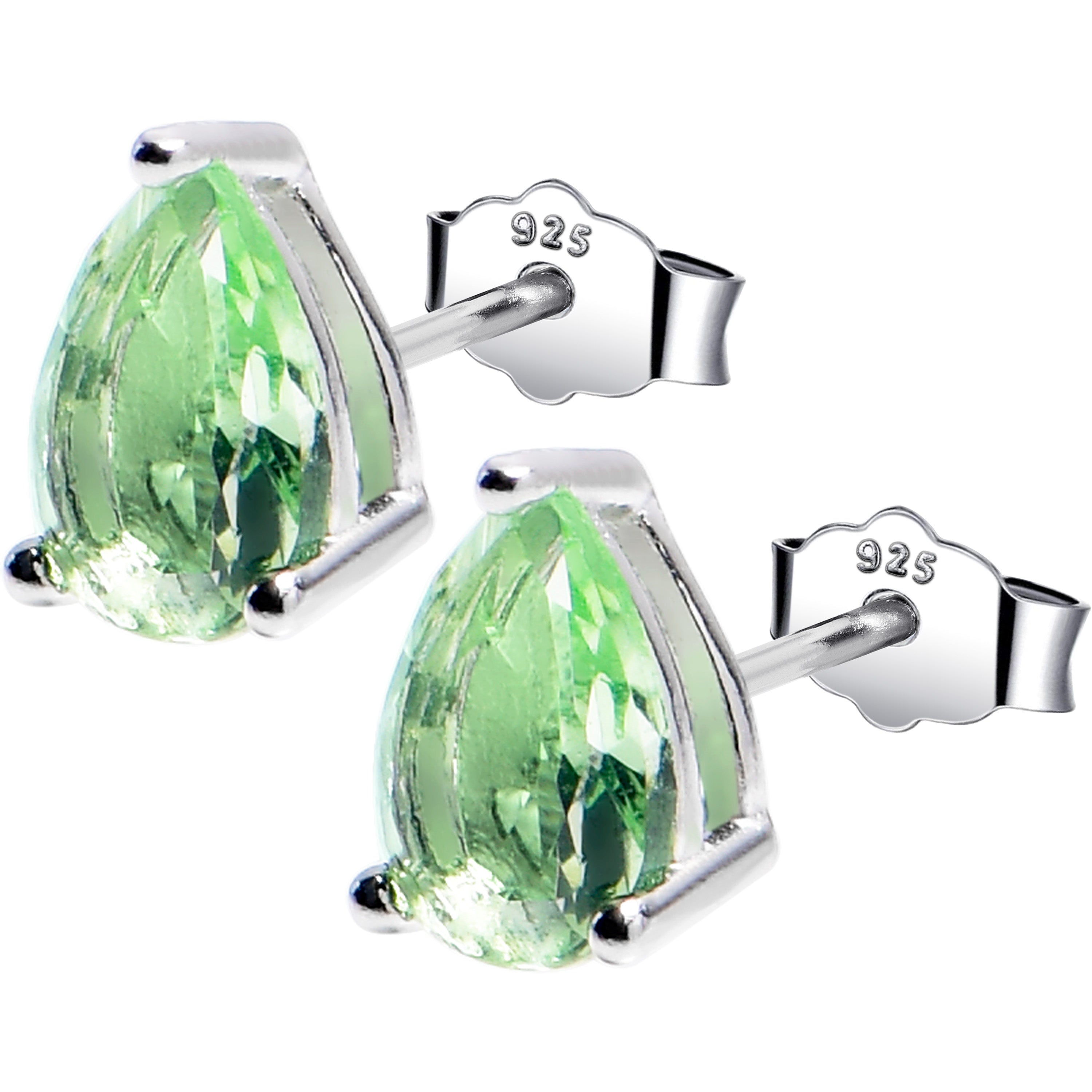 5mm CZ Pear 925 Sterling Silver August Birthstone Stud Earrings | EARRINGS Stud | Wiccan Center