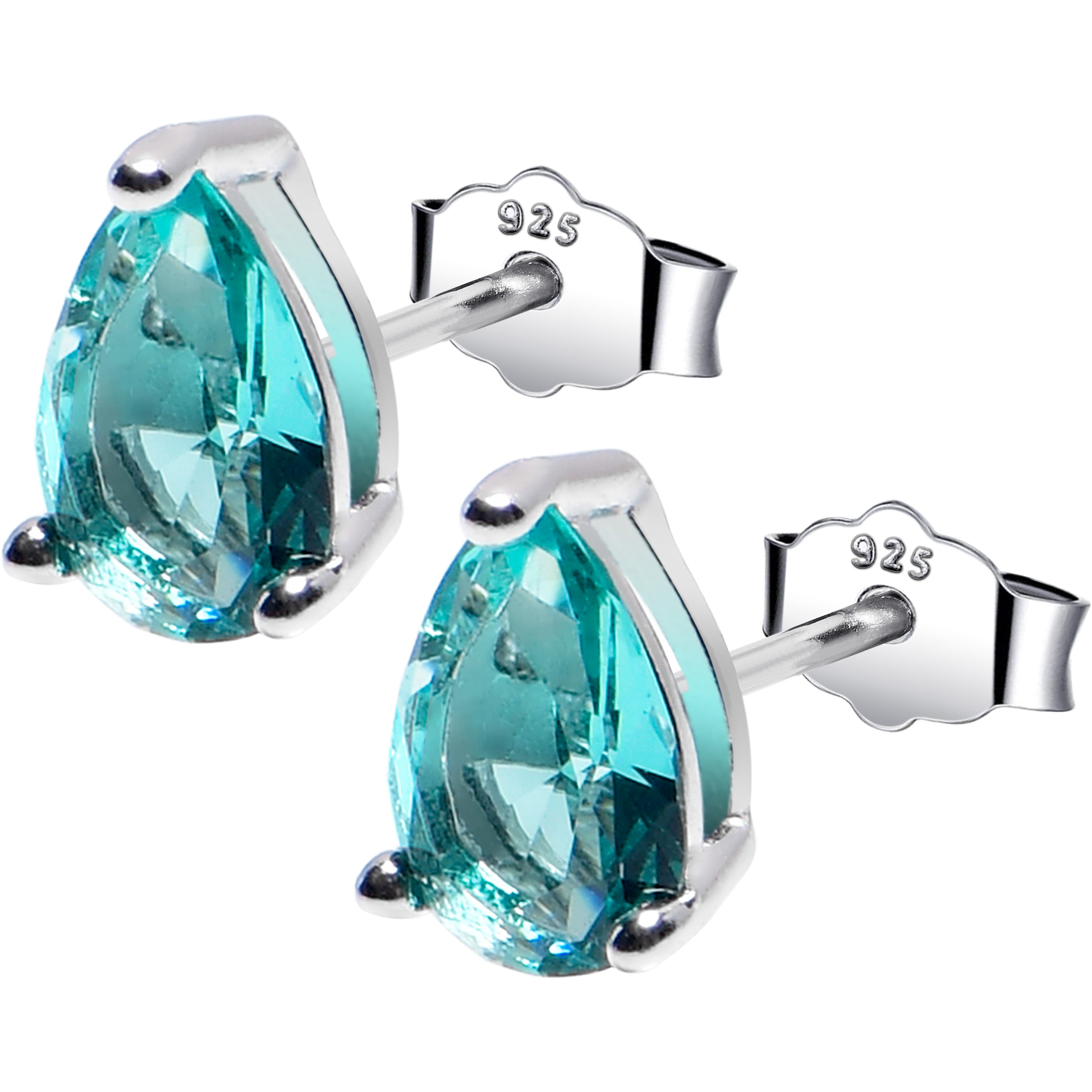 5mm CZ Pear 925 Sterling Silver December Birthstone Stud Earrings | EARRINGS Stud | Wiccan Center