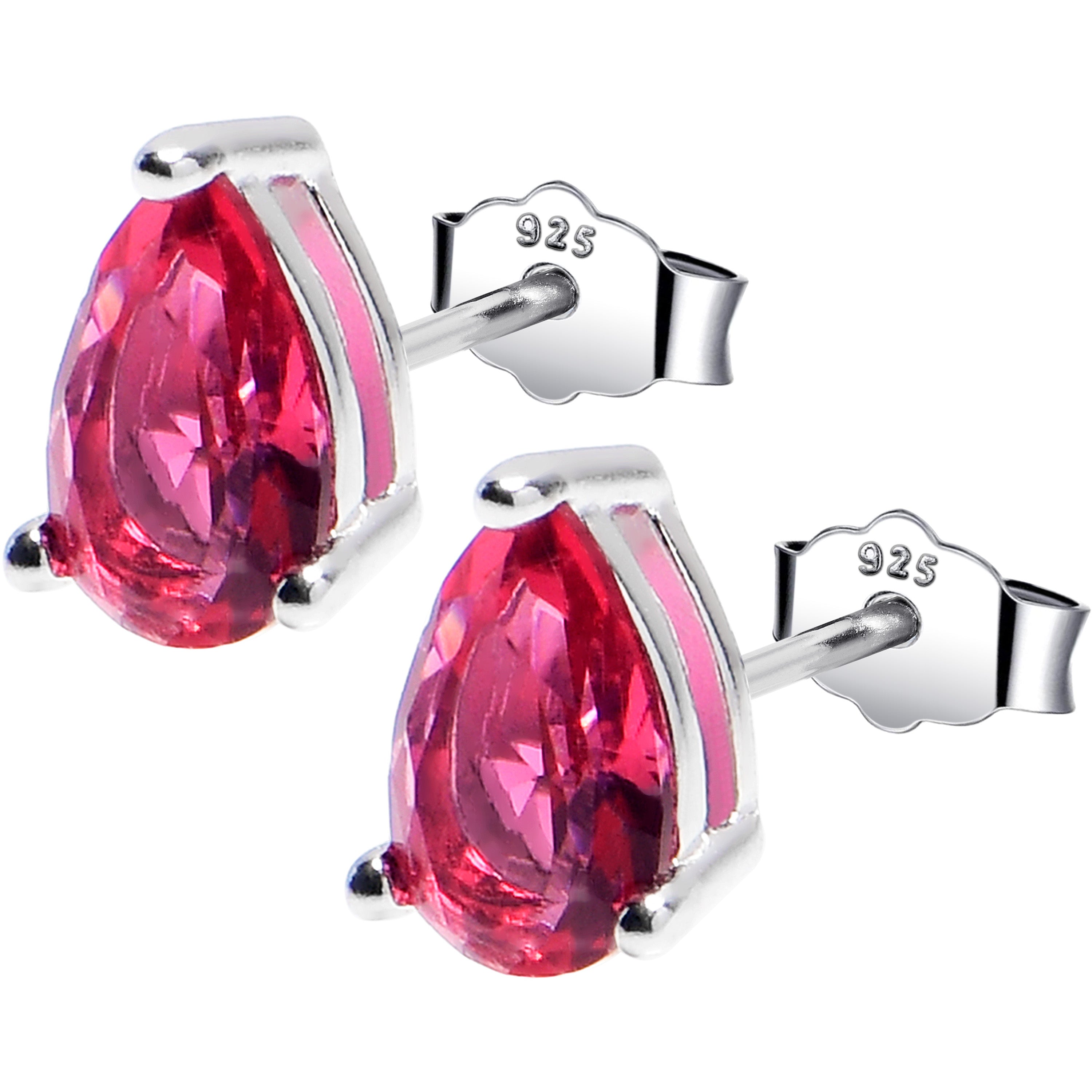 5mm CZ Pear 925 Sterling Silver July Birthstone Stud Earrings | EARRINGS Stud | Wiccan Center
