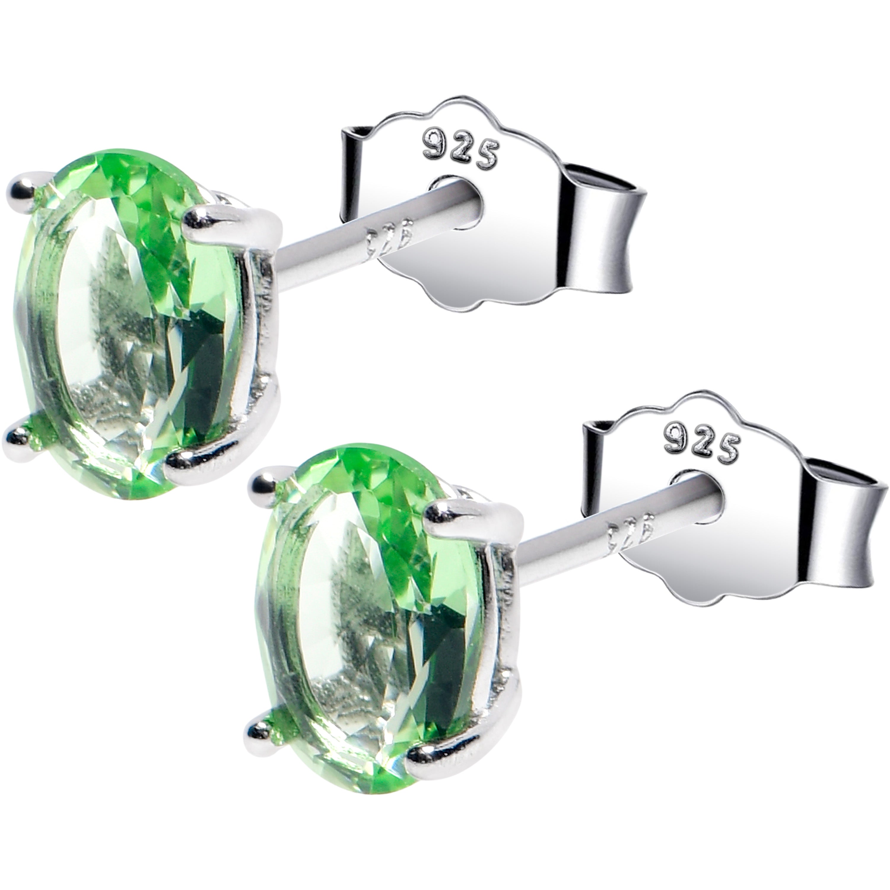 4mm CZ Oval 925 Sterling Silver August Birthstone Stud Earrings | EARRINGS Stud | Wiccan Center