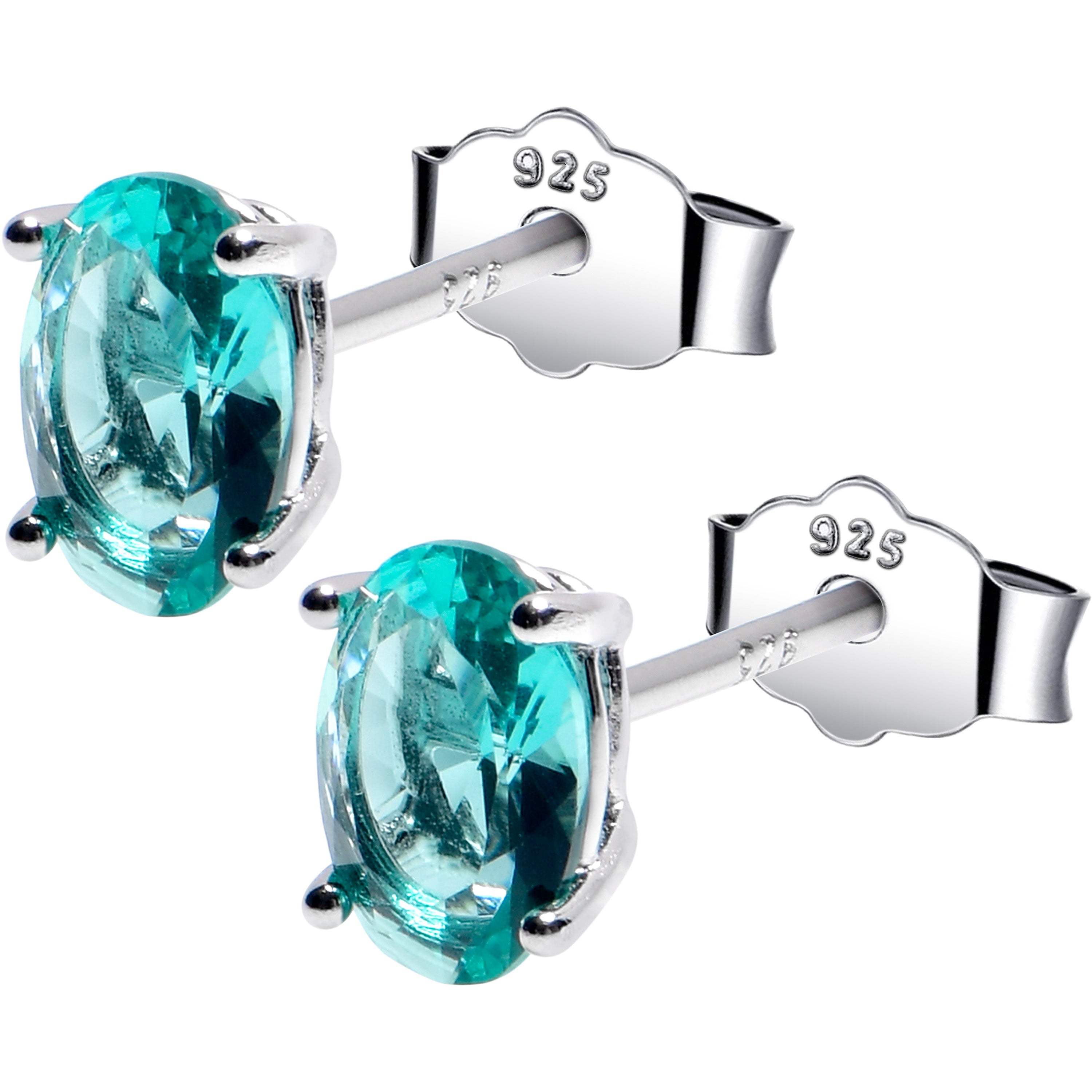 4mm CZ Oval 925 Sterling Silver December Birthstone Stud Earrings | EARRINGS Stud | Wiccan Center