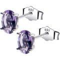 4mm CZ Oval 925 Sterling Silver February Birthstone Stud Earrings | EARRINGS Stud | Wiccan Center