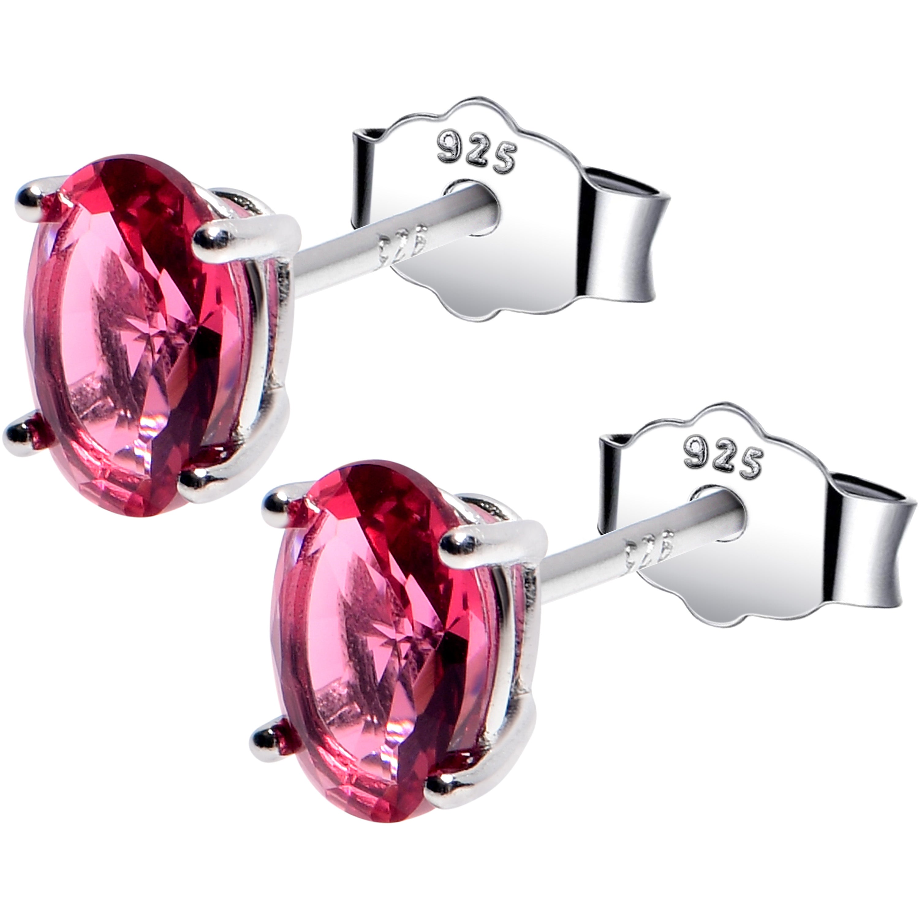 4mm CZ Oval 925 Sterling Silver July Birthstone Stud Earrings | EARRINGS Stud | Wiccan Center