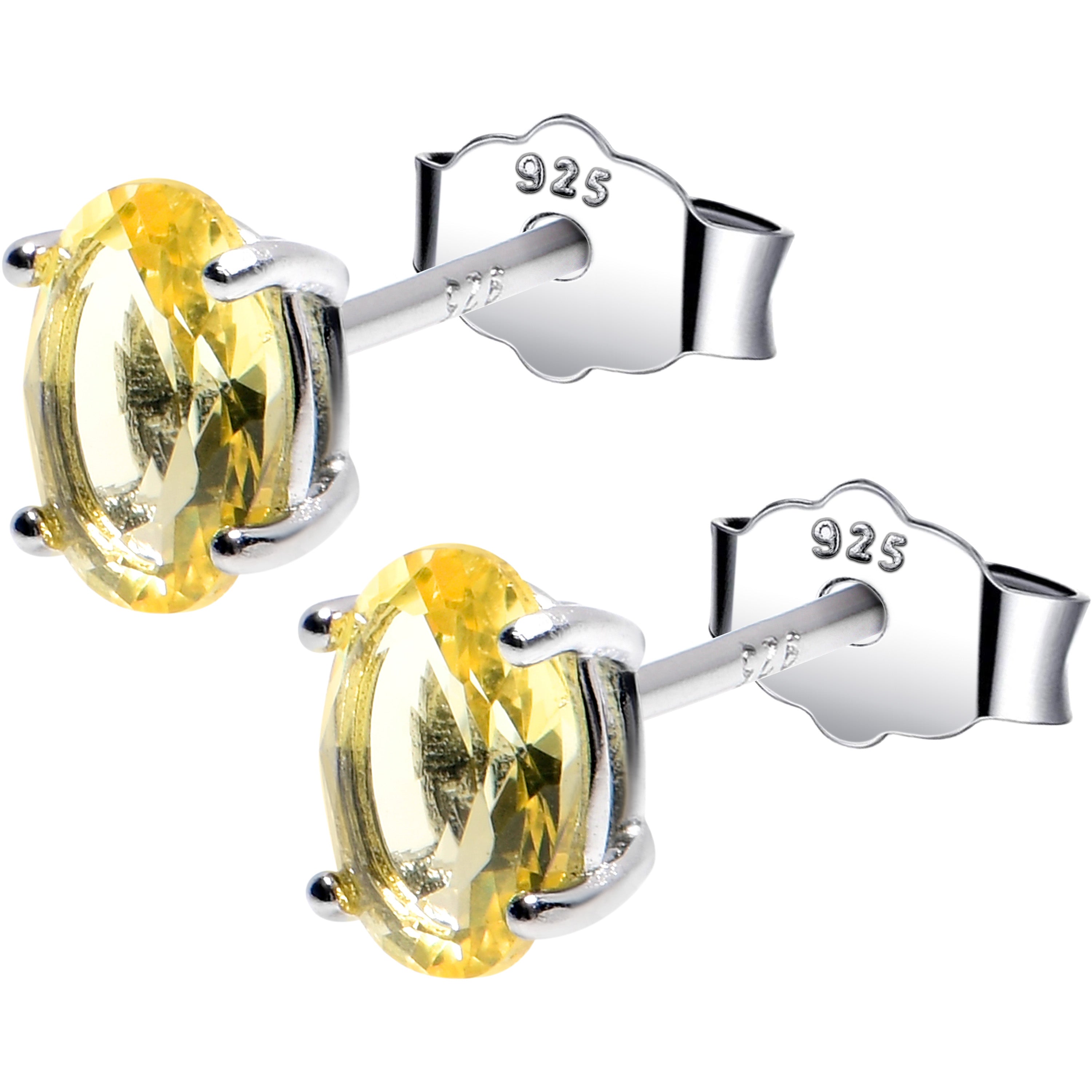 4mm CZ Oval 925 Sterling Silver November Birthstone Stud Earrings | EARRINGS Stud | Wiccan Center