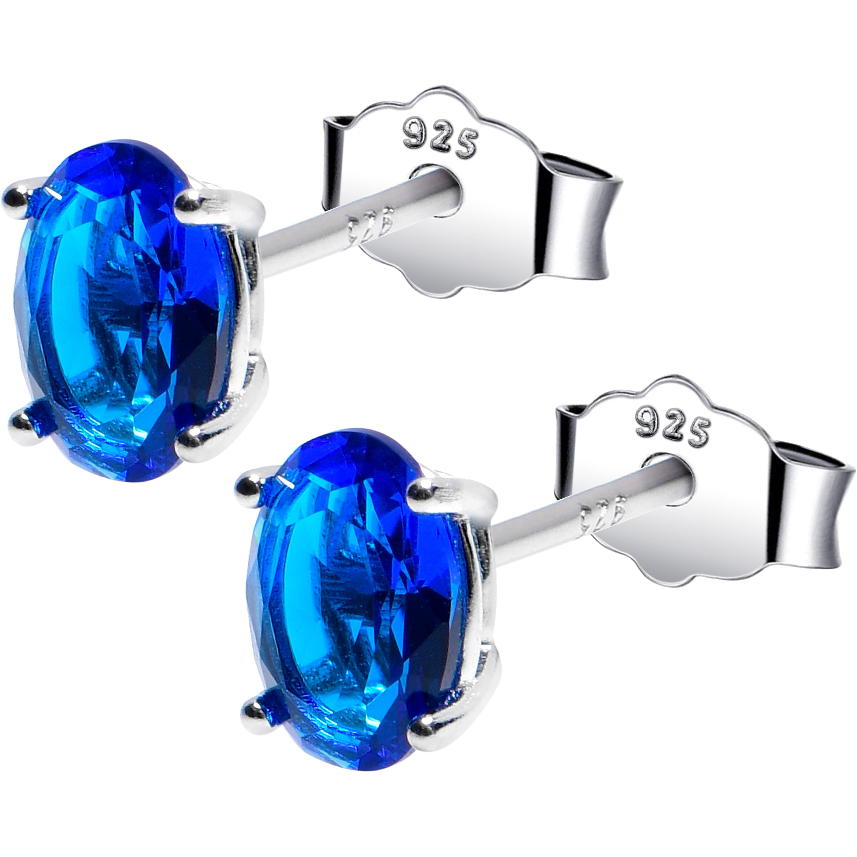 4mm CZ Oval 925 Sterling Silver September Birthstone Stud Earrings | EARRINGS Stud | Wiccan Center