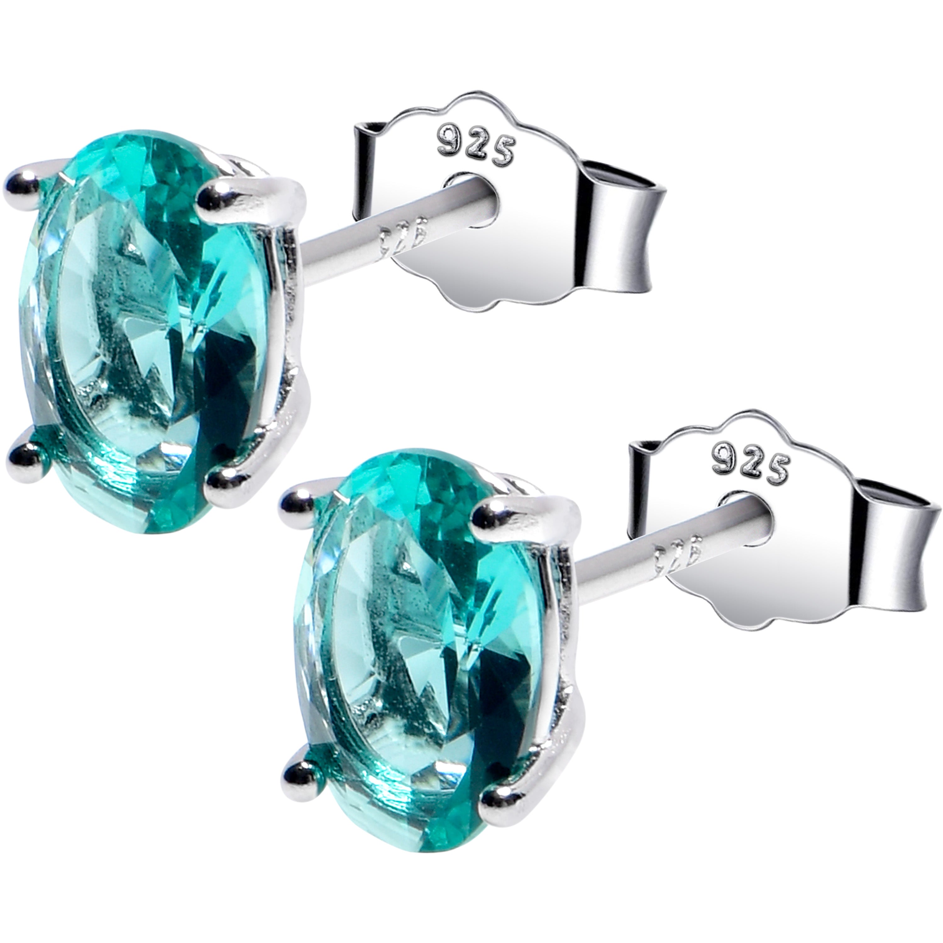 5mm CZ Oval 925 Sterling Silver December Birthstone Stud Earrings | EARRINGS Stud | Wiccan Center