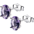 5mm CZ Oval 925 Sterling Silver February Birthstone Stud Earrings | EARRINGS Stud | Wiccan Center