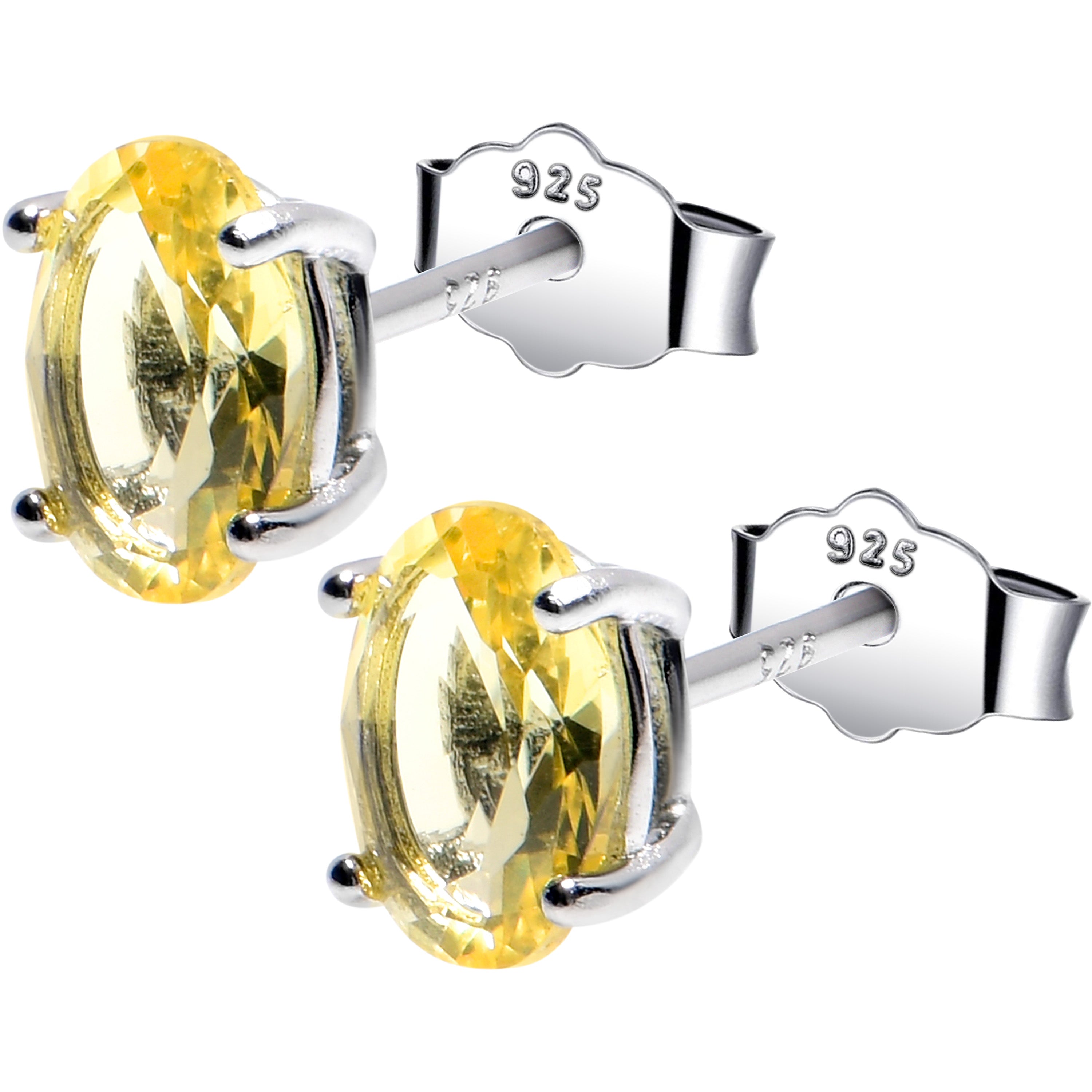 5mm CZ Oval 925 Sterling Silver November Birthstone Stud Earrings | EARRINGS Stud | Wiccan Center