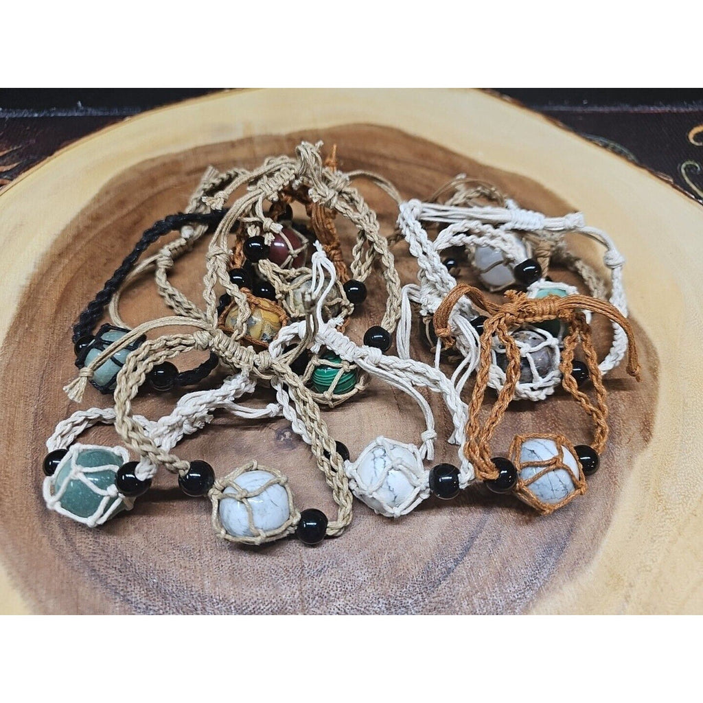 Mixed Gemstone Hemp Rope Bracelet Wholesale Lot — 13-Piece Reseller Set | CrystalCloud Company