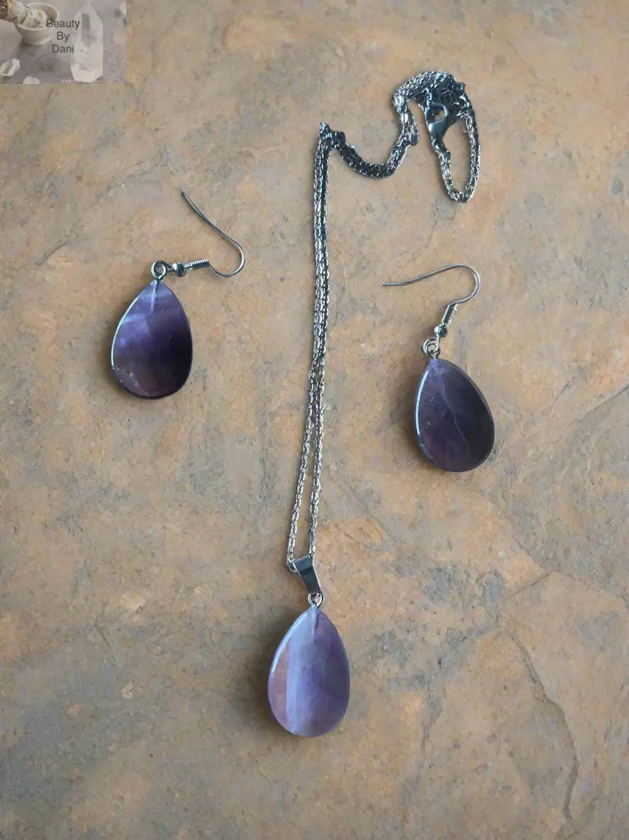 Amethyst Necklace and Earrings Set - Elegant Jewelry Duo