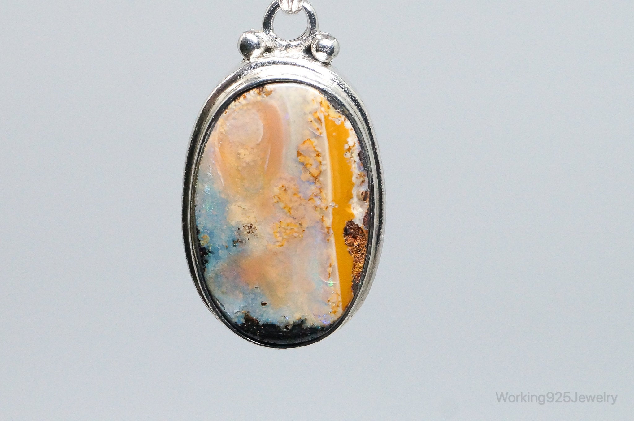 Large Vintage Opalized Agate Sterling Silver Necklace Pendant | Jewelry > Necklaces > Pendants | Wiccan Center