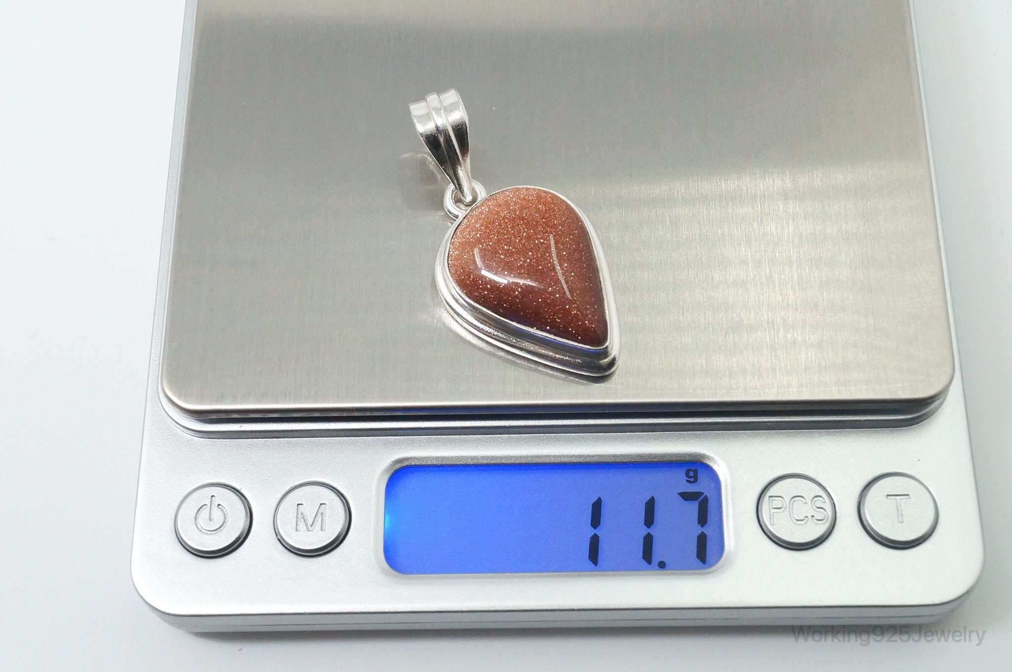 Vintage Large Goldstone Sterling Silver Southwestern Necklace Pendant | Jewelry > Necklaces > Pendants | Wiccan Center