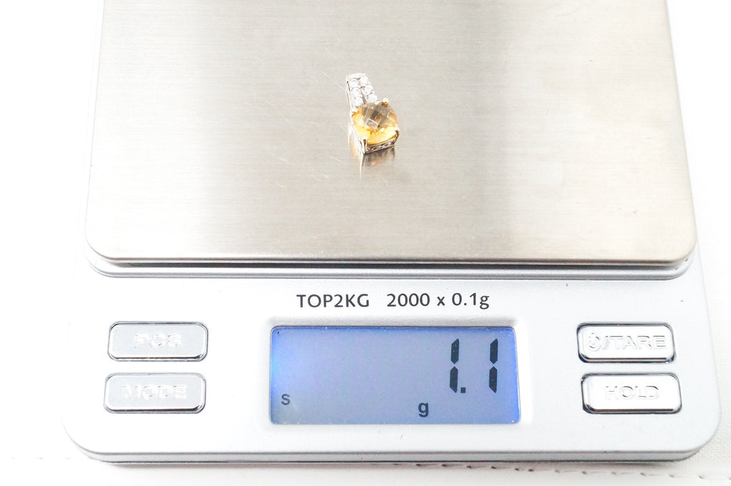 Vintage Art Deco 10K Yellow Gold Citrine CZ Sterling Silver Necklace Pendant | Jewelry > Necklaces > Pendants | Wiccan Center