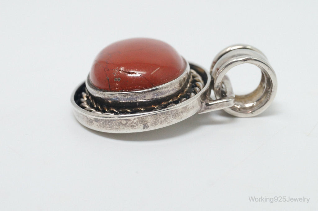 Vintage Large Designer DBJ Red Jasper Sterling Silver Necklace Pendant | Jewelry > Necklaces > Pendants | Wiccan Center
