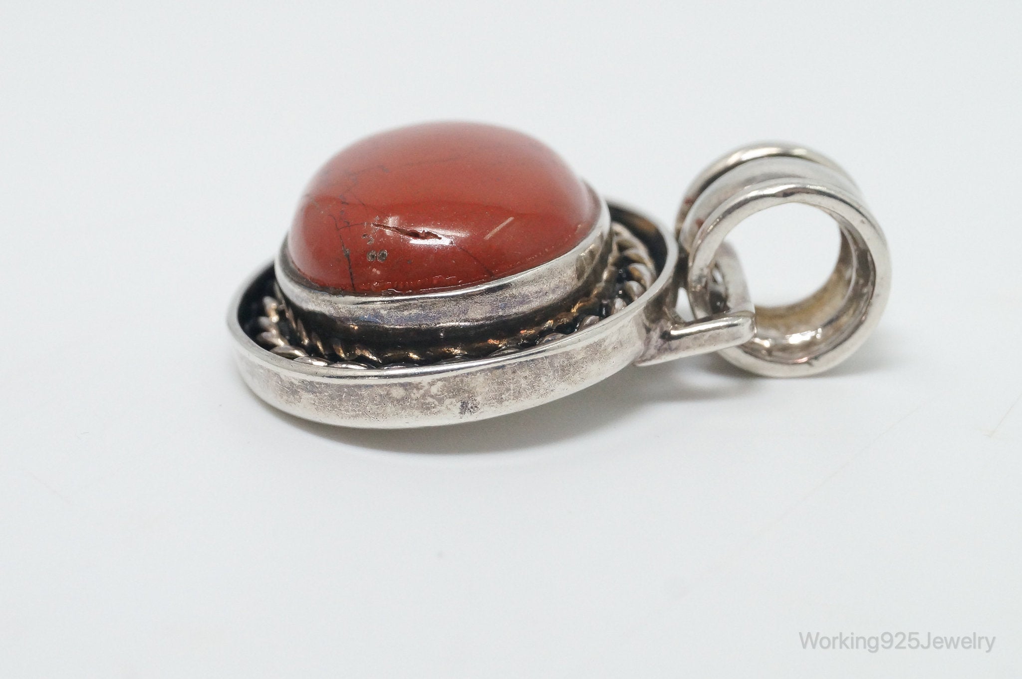 Vintage Large Designer DBJ Red Jasper Sterling Silver Necklace Pendant | Jewelry > Necklaces > Pendants | Wiccan Center