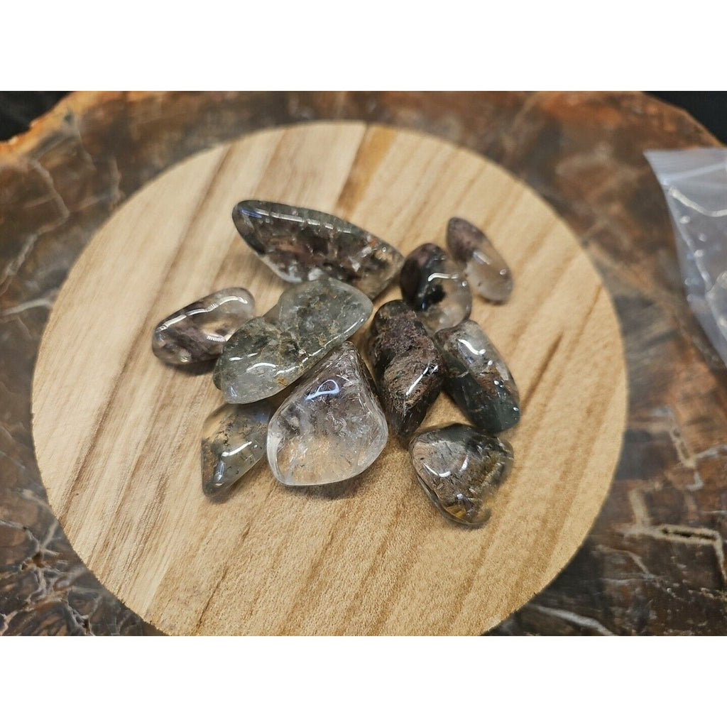 Phantom Ghost Clear Quartz Tumbled Stones — 10-Piece Set, Brazil | CrystalCloud Company