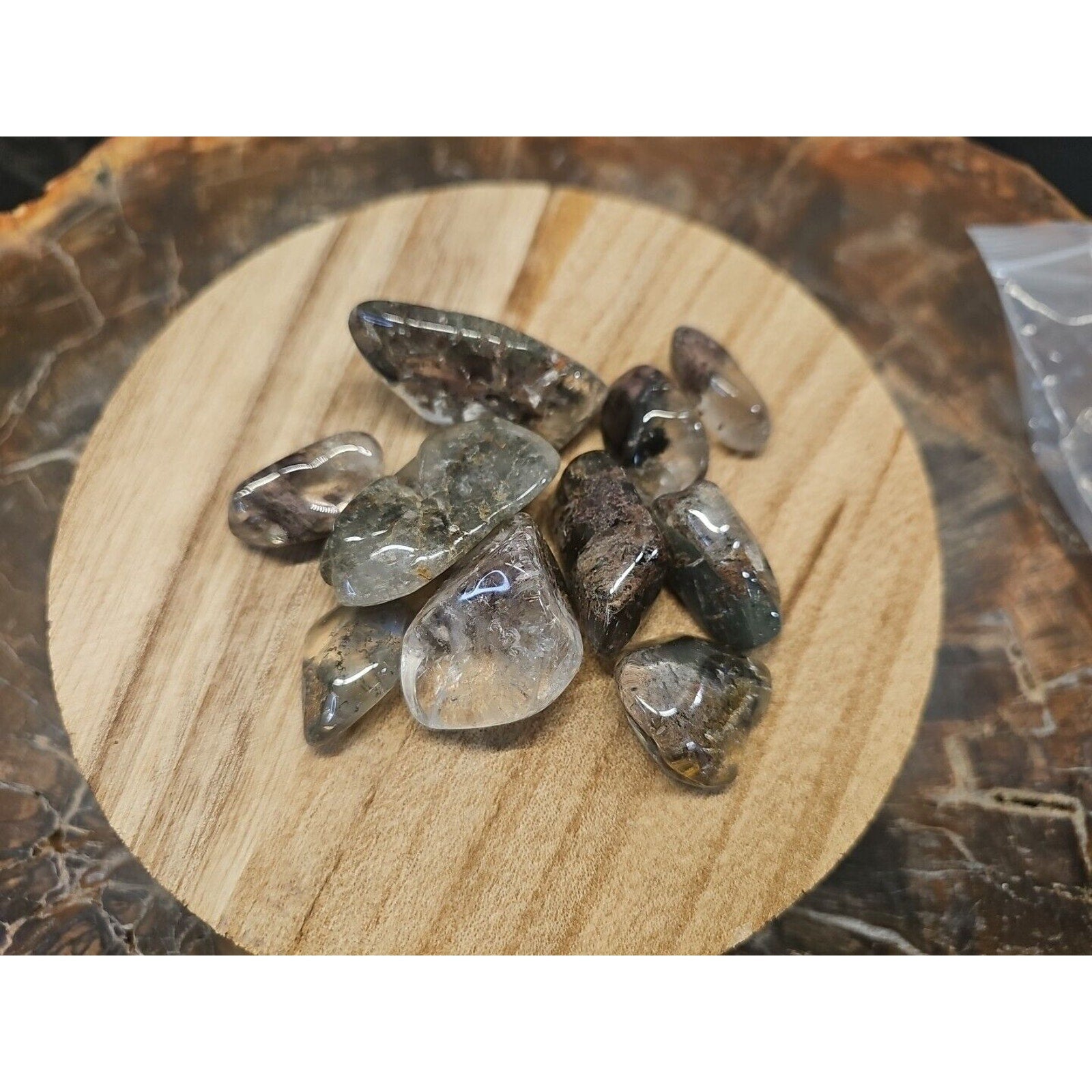 Phantom Ghost Clear Quartz Tumbled Stones — 10-Piece Set, Brazil | CrystalCloud Company