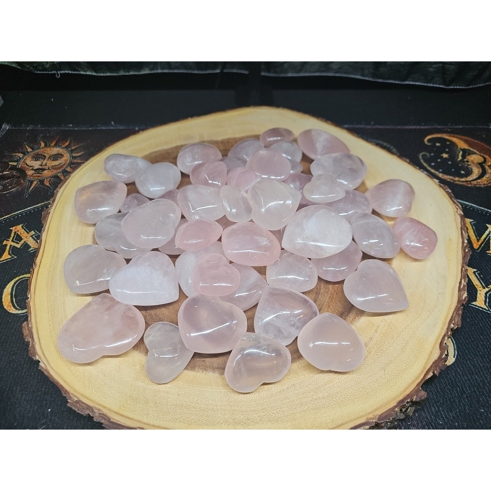 5Pcs Natural Pink Rose Quartz Crystal Heart Carved Palm Stone | Palm Stones & Tumbled Crystals | Wiccan Center