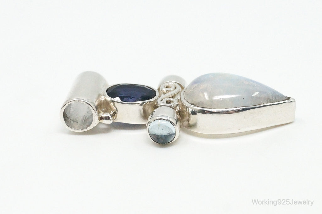 Large Vintage SJ Amethyst Blue Topaz Moonstone Sterling Silver Pendant | Jewelry > Necklaces > Pendants | Wiccan Center