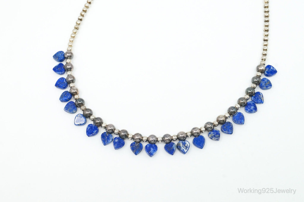 Vintage Native American QT Lapis Lazuli Bead Sterling Silver Necklace | Jewelry > Necklaces | Wiccan Center