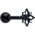 Clear CZ Gem Black Gothic Star Barbell Tongue Ring | BARBELL Tongue | Wiccan Center