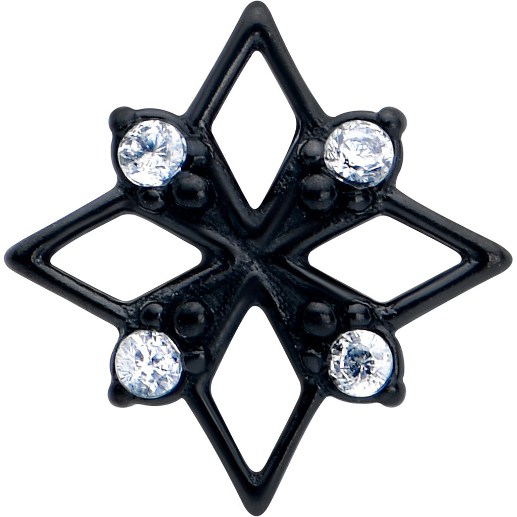 Clear CZ Gem Black Gothic Star Barbell Tongue Ring | BARBELL Tongue | Wiccan Center