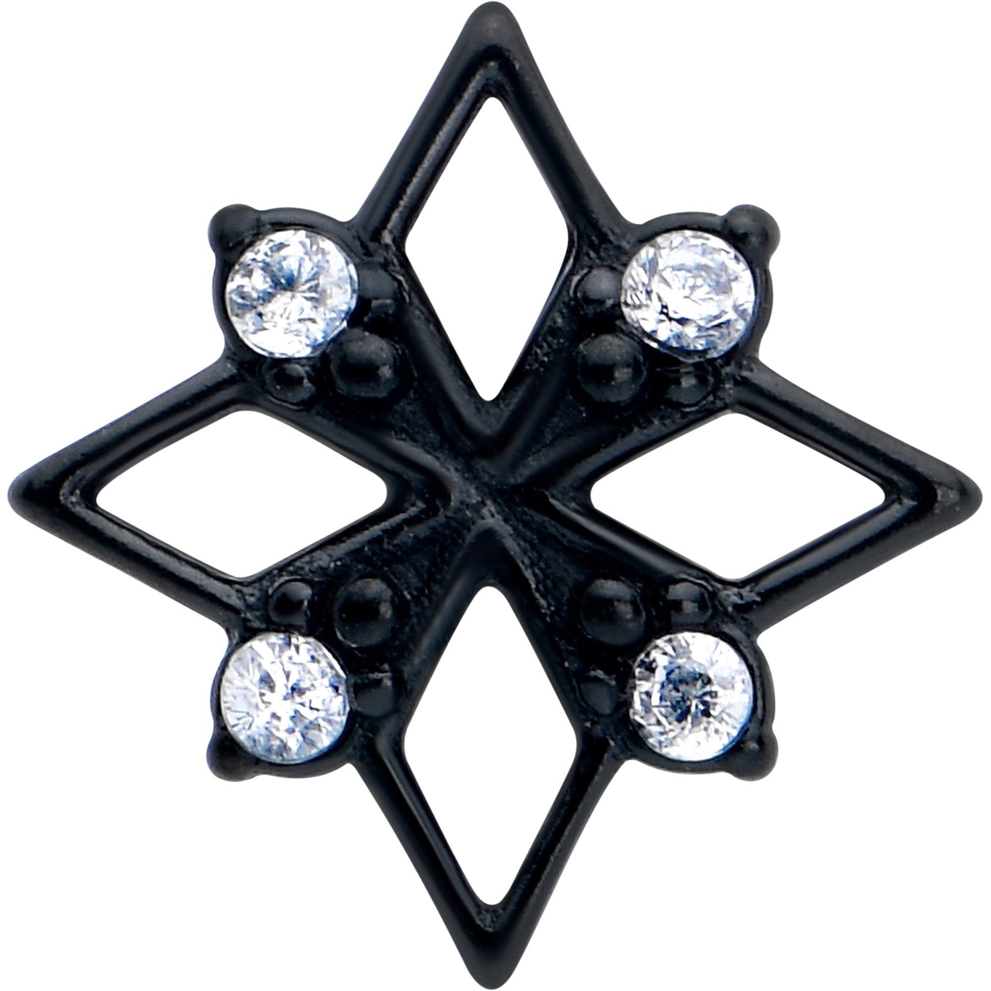 Clear CZ Gem Black Gothic Star Barbell Tongue Ring | BARBELL Tongue | Wiccan Center