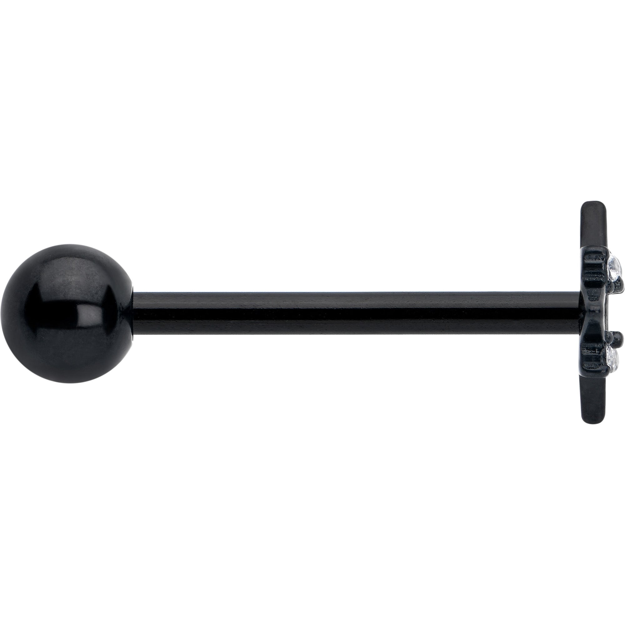 Clear CZ Gem Black Gothic Star Barbell Tongue Ring | BARBELL Tongue | Wiccan Center