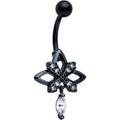 Clear CZ Gem Black Gothic Star Dangle Belly Ring | BELLY RING Dangle | Wiccan Center