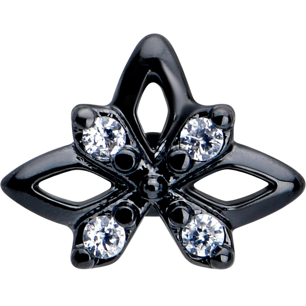 16G Clear CZ Gem Black Gothic Star Flat Back Earring | EARRING Flat Back | Wiccan Center