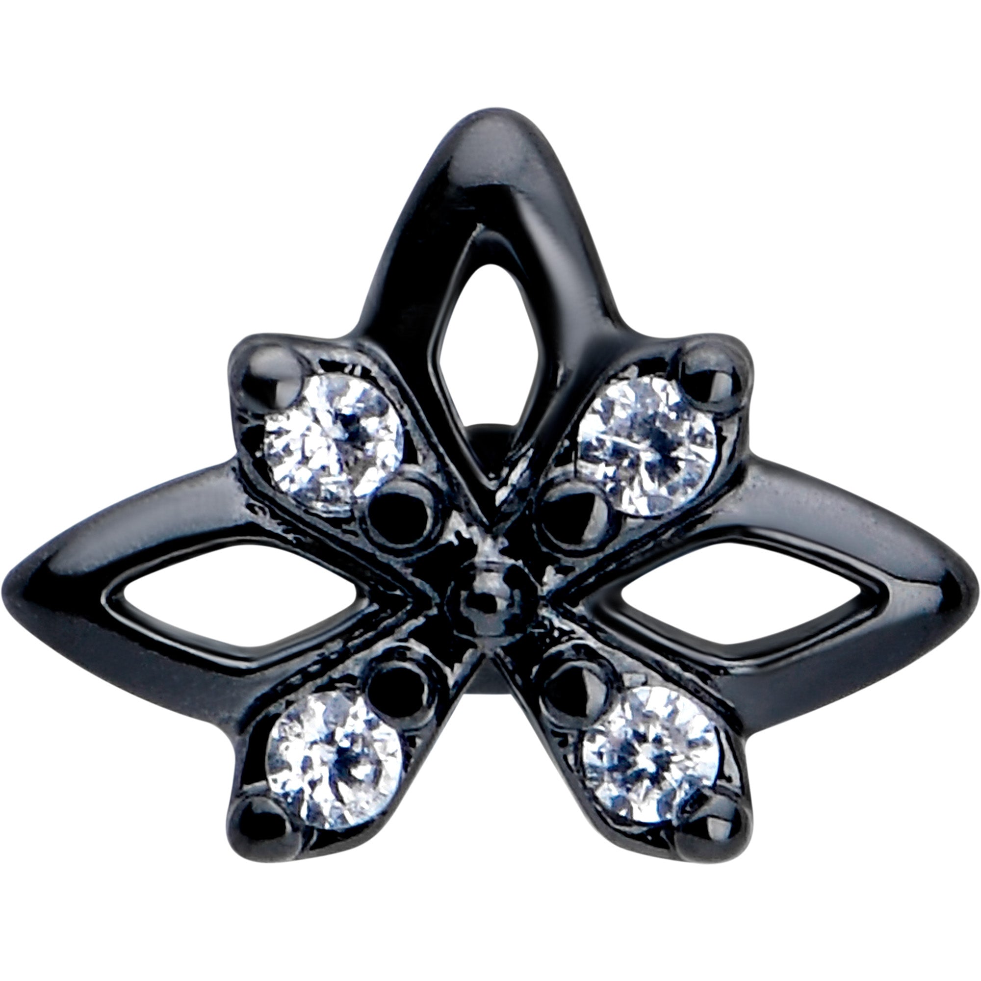 16G Clear CZ Gem Black Gothic Star Flat Back Earring | EARRING Flat Back | Wiccan Center