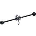 14G Clear CZ Gem Black Gothic Star Dangle Industrial Barbell 38mm | BARBELL Industrial | Wiccan Center