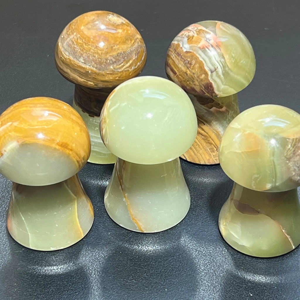 Green Banded Onyx Mushroon Crystal Carving Wholesale | Home & Living > Home Decor > Home Accents > Rocks & Geodes | Wiccan Center