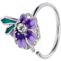 20G 5/16 Clear Gem Faerie Flower Purple Nose Hoop | NOSE HOOP | Wiccan Center