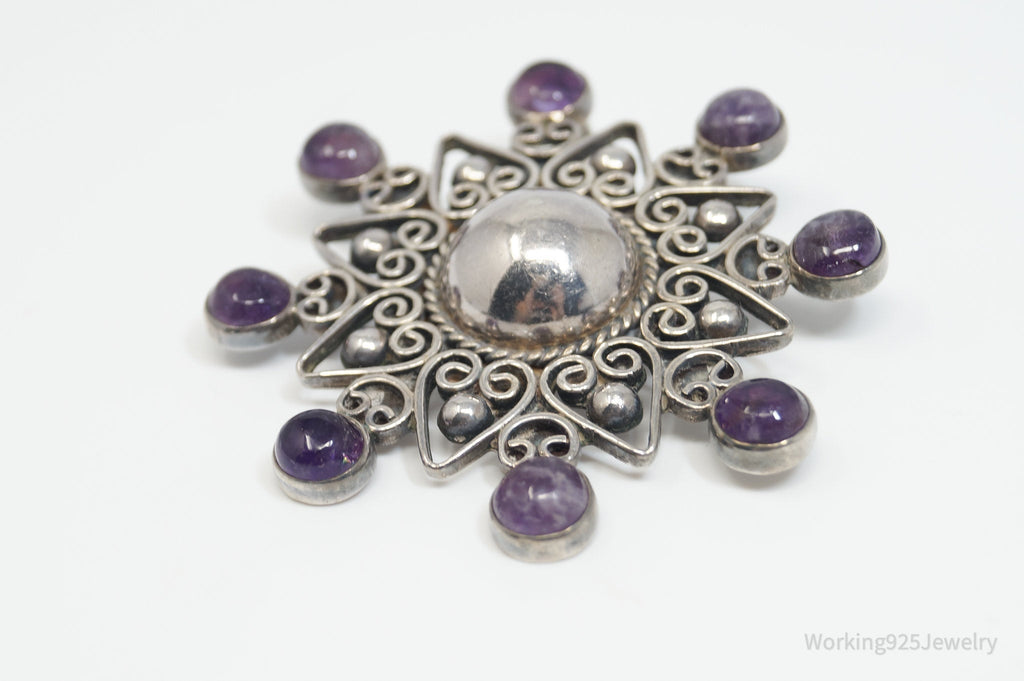 RARE Vintage Designer Carmen Beckmann Amethyst Sterling Silver Brooch Pendant | Jewelry > Necklaces > Pendants | Wiccan Center