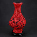 Red Lacquerware Dragon Vase – 10" Chinese Auspicious Decor