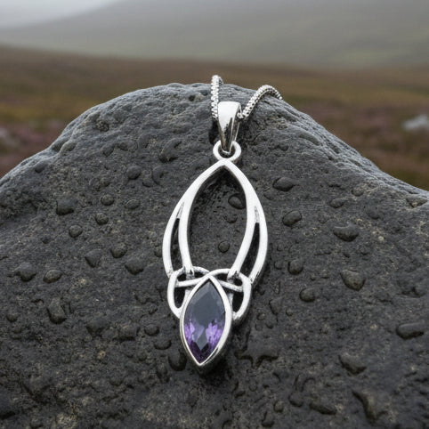 Tay Celtic Knot Amethyst Necklace in Sterling Silver | Pendant | Wiccan Center