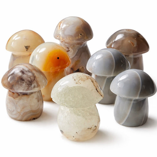 5 LB Agate Crystal Mushroom Carvings – Polished Mixed Lot (No Selection) | | Wiccan Center
