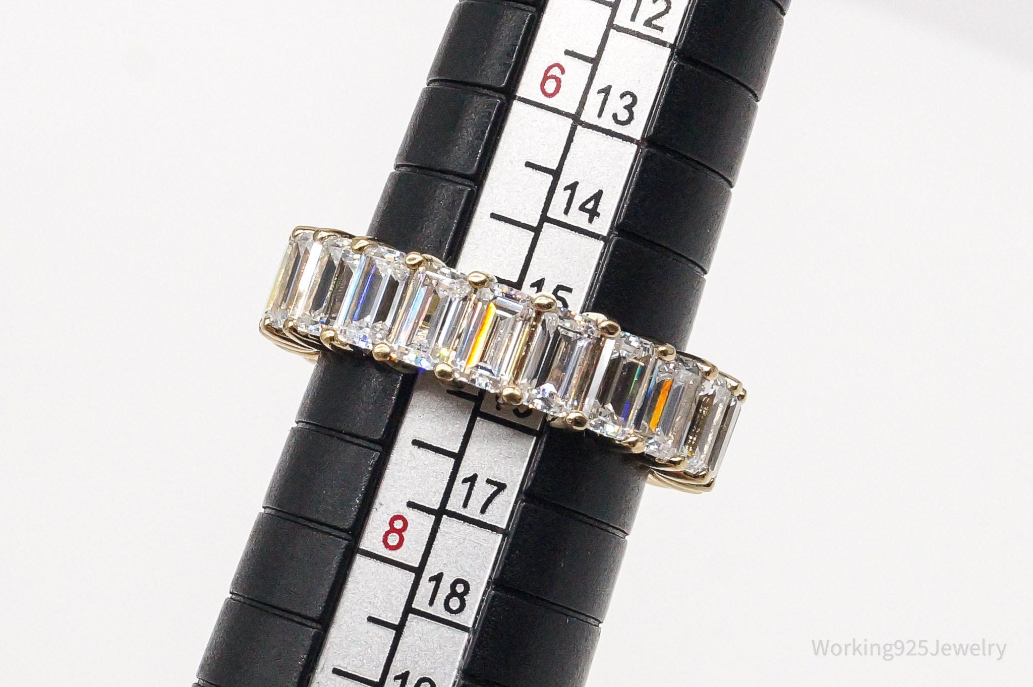 Vintage Cubic Zirconia Gold Vermeil Sterling Silver Band Ring - Size 7 | Jewelry > Rings | Wiccan Center