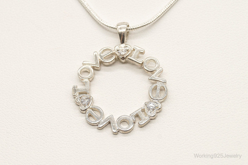 Vintage Cubic Zirconia "Love" Sterling Silver Necklace | Jewelry > Necklaces > Pendants | Wiccan Center