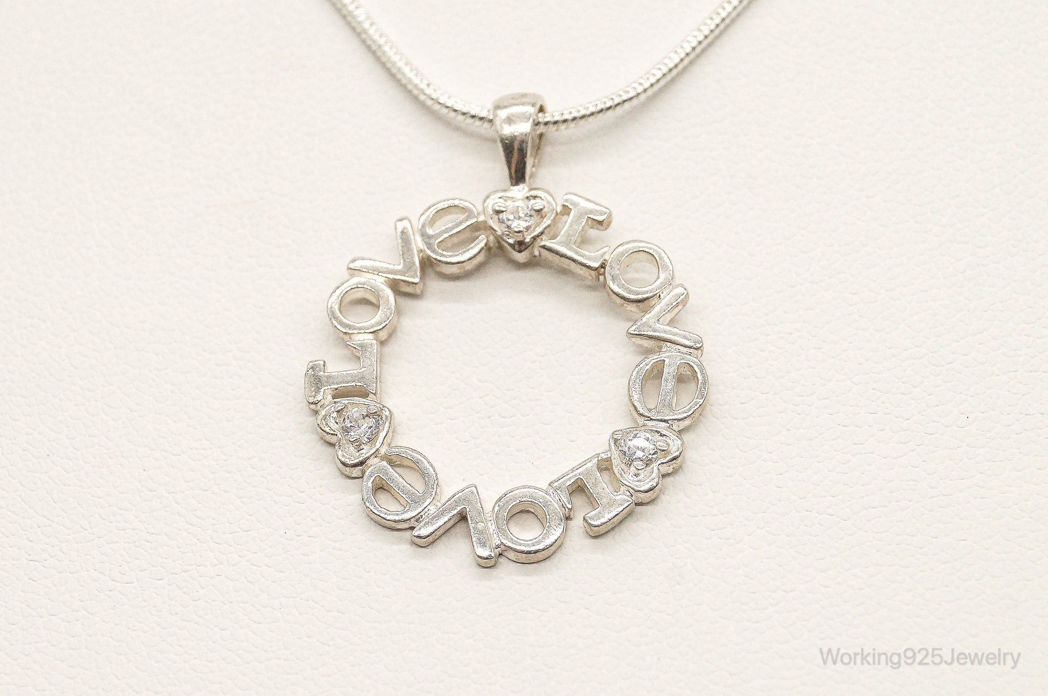 Vintage Cubic Zirconia "Love" Sterling Silver Necklace | Jewelry > Necklaces > Pendants | Wiccan Center