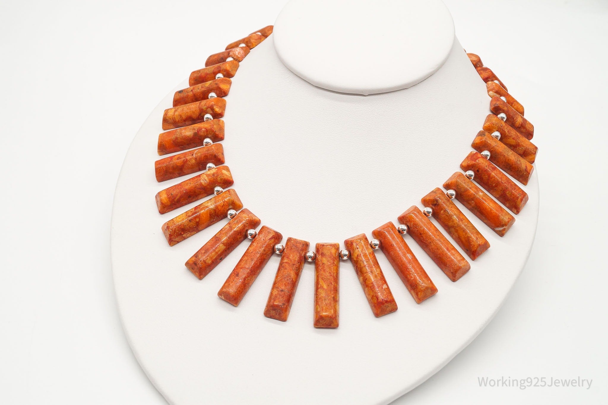 Vintage Desert Rose Trading Orange Sponge Coral Sterling Silver Necklace | Jewelry > Necklaces | Wiccan Center