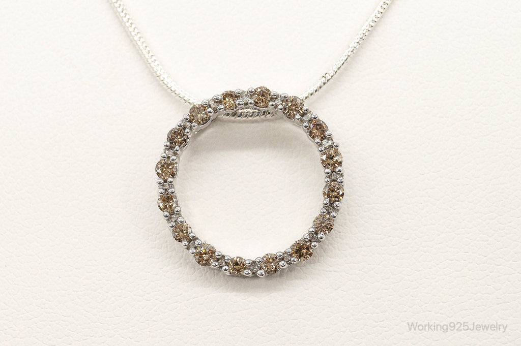 Designer JWBR White & Champagne Diamond Sterling Silver Necklace | Jewelry > Necklaces > Pendants | Wiccan Center